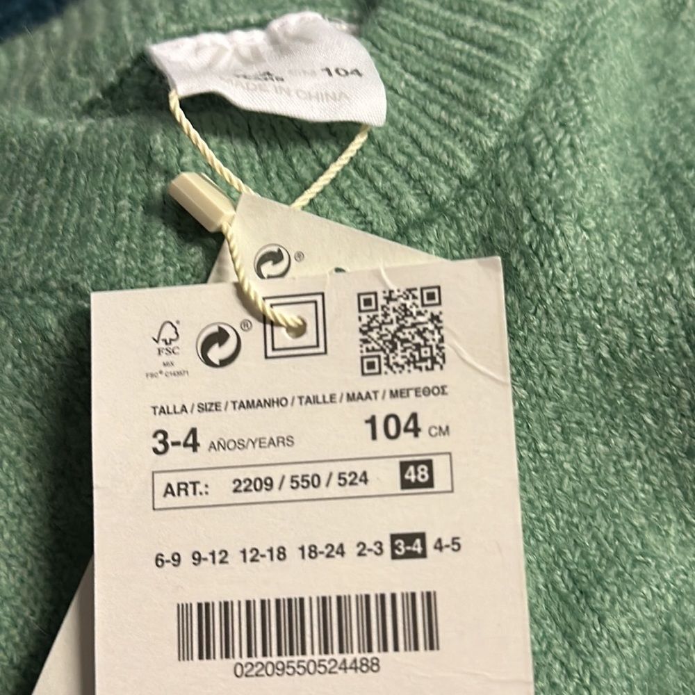 ZARA Kids | Green | RIBBED KNIT SWEATER - Picture 5 of 6